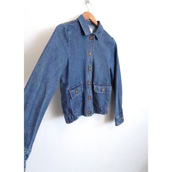 SEZANE Anila Organic Cotton Denim Crop Utility Jacket Anthropologie 34 XS $145 - Picture 4 of 12